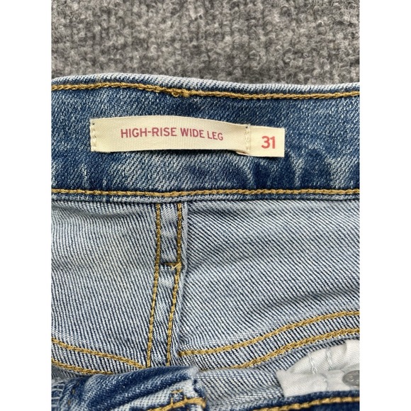 Levi's High Rise Wide Leg Jeans Women's 31  Blue Denim Stretch Baggy - Picture 4 of 10